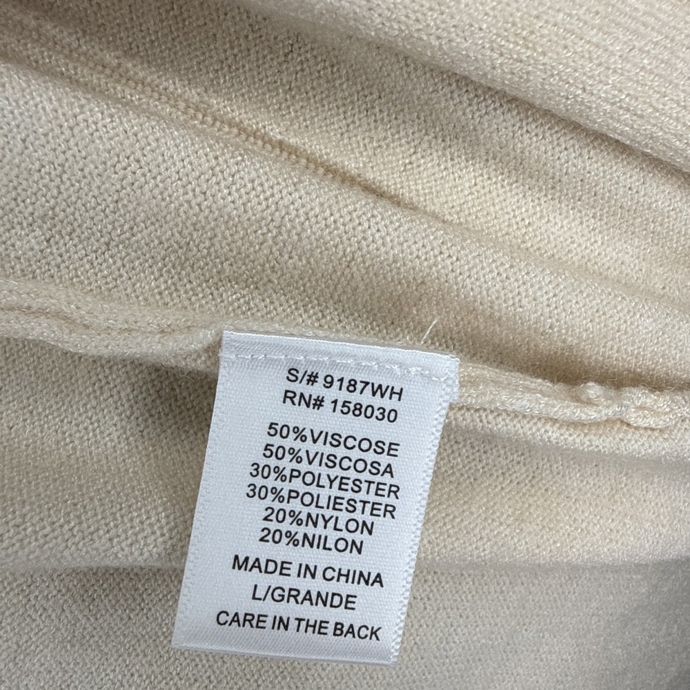 Love Tree Cream Beige Long Duster Cardigan Open Front Pockets Soft Knit L - Picture 10 of 11